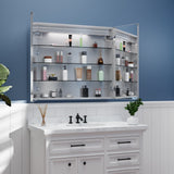 ExBrite 36-in x 32-in Lighted LED Fog Free Surface/Recessed Mount Silver Mirrored Soft Close Medicine Cabinet with Outlet