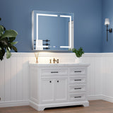 ExBrite 36-in x 32-in Lighted LED Fog Free Surface/Recessed Mount Silver Mirrored Soft Close Medicine Cabinet with Outlet
