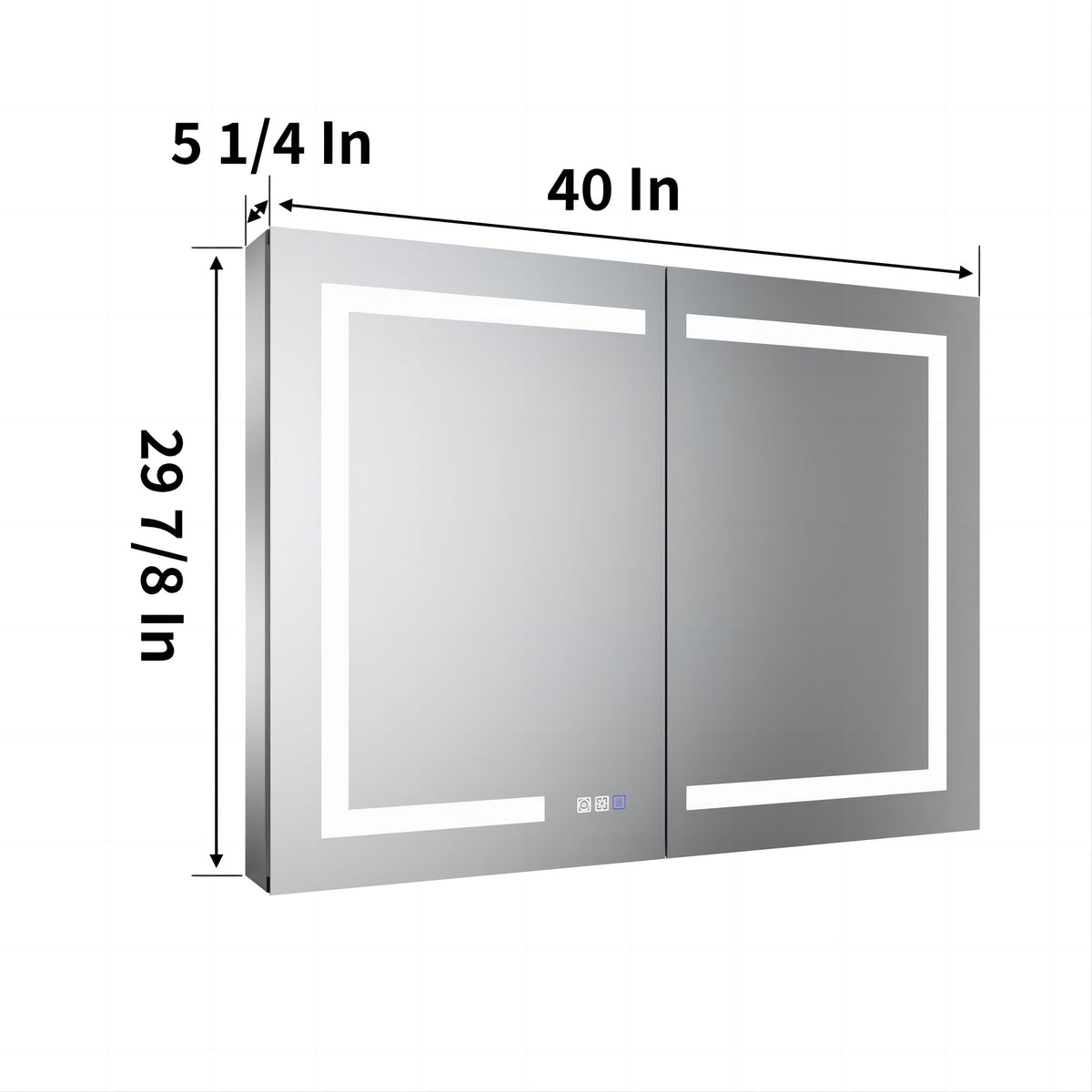 ExBrite 40-in x 30-in Lighted LED Fog Free Surface/Recessed Mount Silver Mirrored Soft Close Medicine Cabinet with Outlet