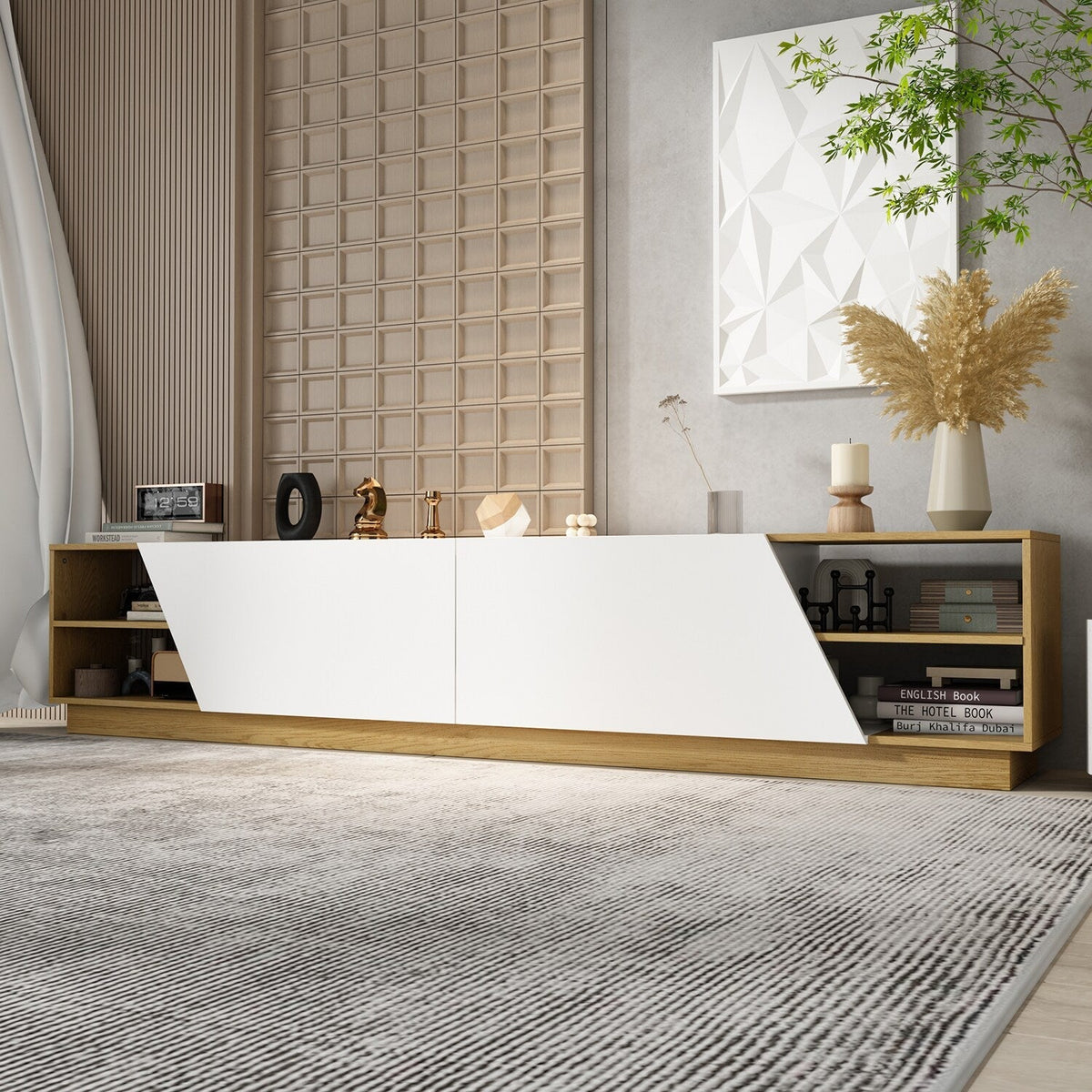 FUFU&GAGA Modern/Contemporary Yellow Tv Cabinet (Accommodates TVs more than 70-in)