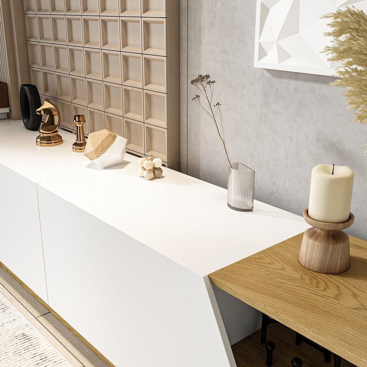 FUFU&GAGA Modern/Contemporary Yellow Tv Cabinet (Accommodates TVs more than 70-in)