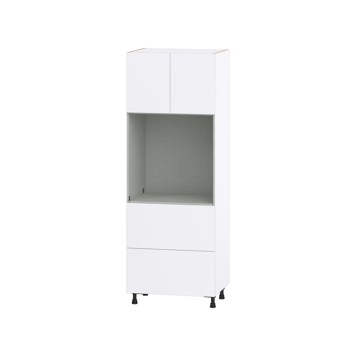 Hugo&Borg Lasalle 30-in W x 84.5-in H x 24-in D Bright White Slab 2-Drawers Single or Double Oven Pantry Fully Assembled Cabinet (Flat Panel Slab Style)