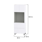 Hugo&Borg Lasalle 30-in W x 84.5-in H x 24-in D Bright White Slab 2-Drawers Single or Double Oven Pantry Fully Assembled Cabinet (Flat Panel Slab Style)