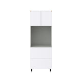Hugo&Borg Lasalle 30-in W x 84.5-in H x 24-in D Bright White Slab 2-Drawers Single or Double Oven Pantry Fully Assembled Cabinet (Flat Panel Slab Style)