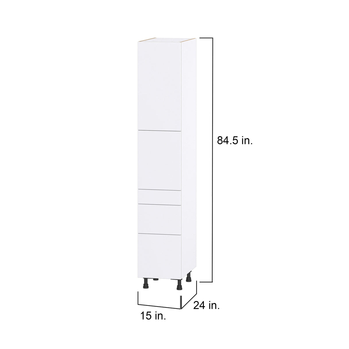 Hugo&Borg Lasalle 15-in W x 84.5-in H x 24-in D Bright White Slab 5-Drawer Pantry Fully Assembled Cabinet (Flat Panel Slab Style)