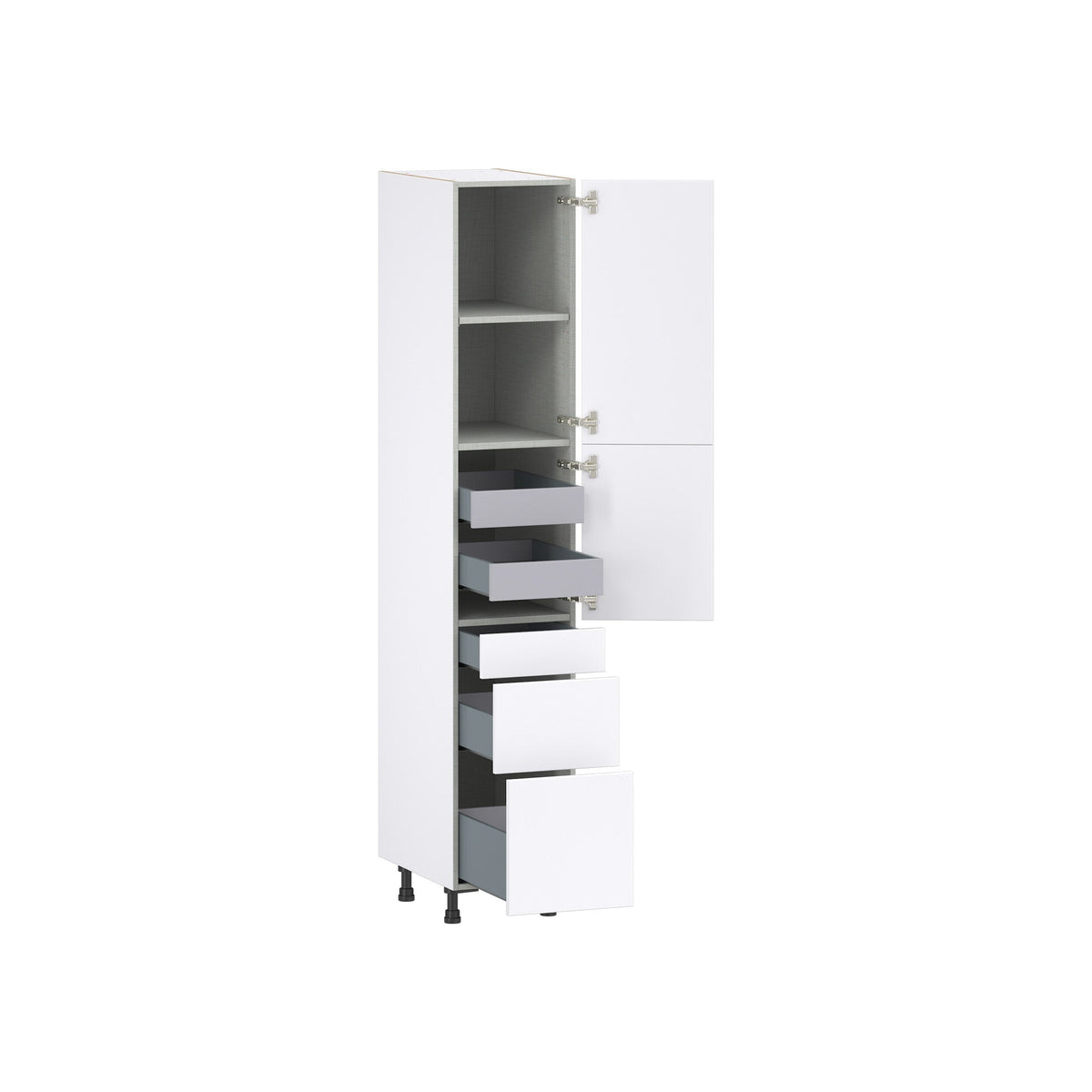 Hugo&Borg Lasalle 15-in W x 84.5-in H x 24-in D Bright White Slab 5-Drawer Pantry Fully Assembled Cabinet (Flat Panel Slab Style)
