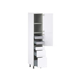Hugo&Borg Lasalle 15-in W x 84.5-in H x 24-in D Bright White Slab 5-Drawer Pantry Fully Assembled Cabinet (Flat Panel Slab Style)