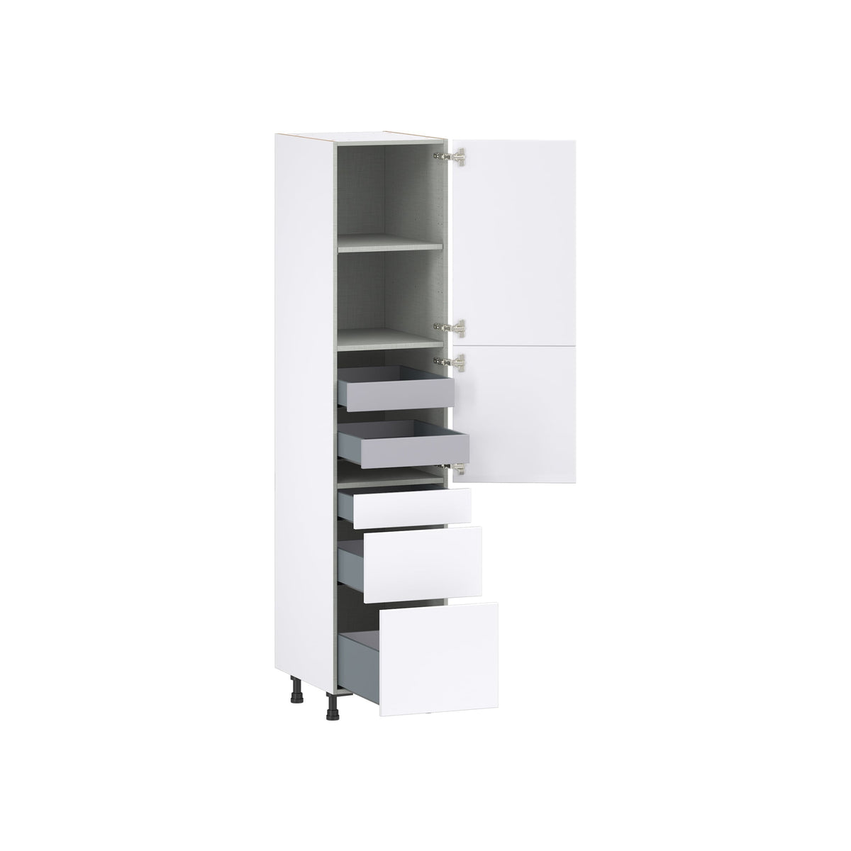 Hugo&Borg Lasalle 18-in W x 84.5-in H x 24-in D Bright White Slab 5-Drawer Pantry Fully Assembled Cabinet (Flat Panel Slab Style)