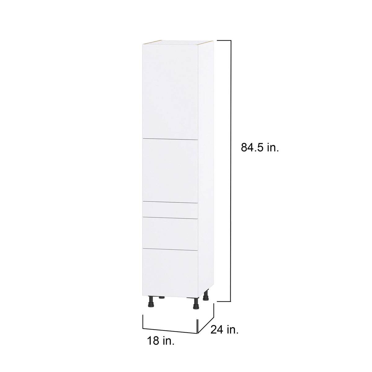 Hugo&Borg Lasalle 18-in W x 84.5-in H x 24-in D Bright White Slab 5-Drawer Pantry Fully Assembled Cabinet (Flat Panel Slab Style)