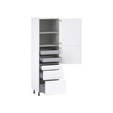 Hugo&Borg Lasalle 24-in W x 84.5-in H x 24-in D Bright White Slab 5-Drawer Pantry Fully Assembled Cabinet (Flat Panel Slab Style)