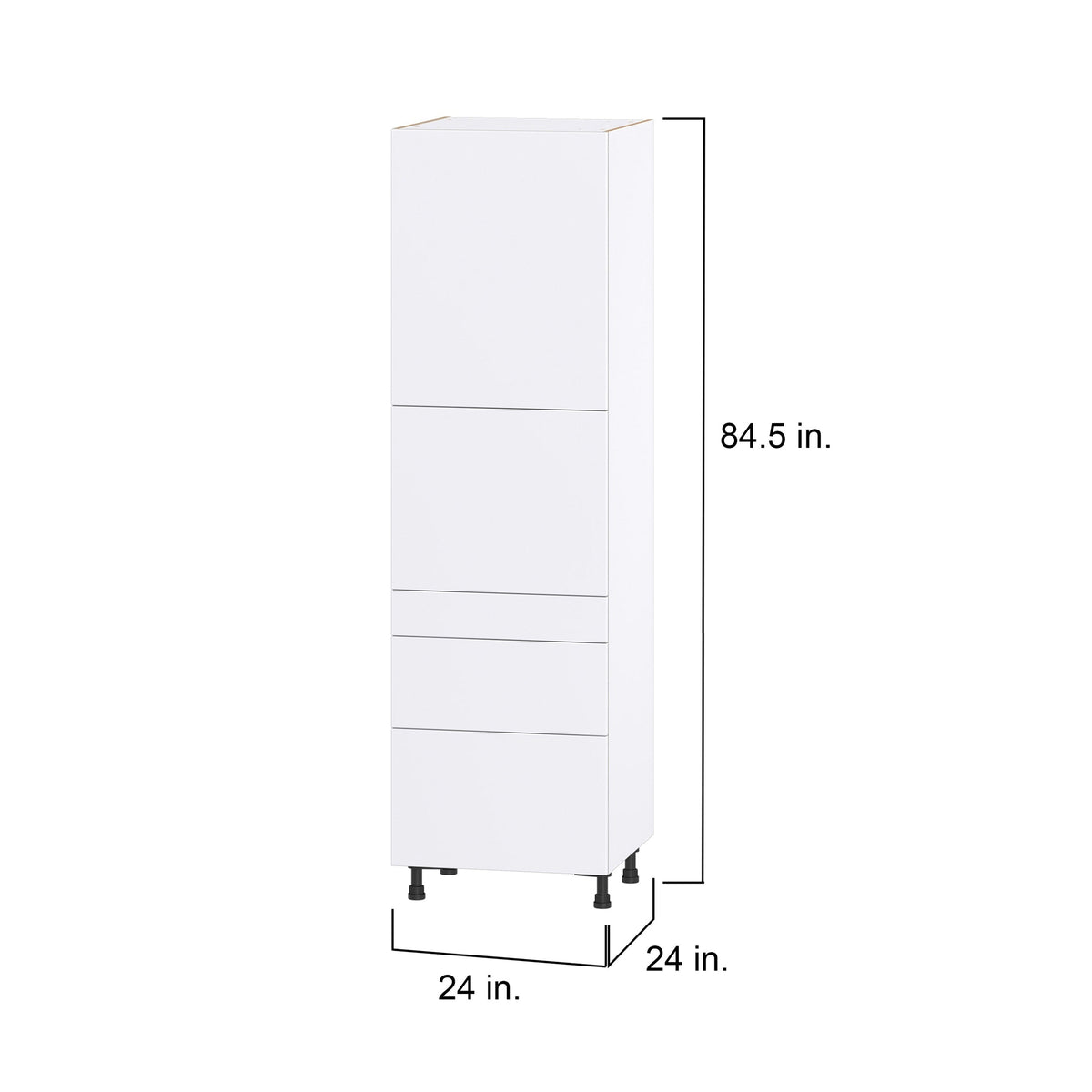 Hugo&Borg Lasalle 24-in W x 84.5-in H x 24-in D Bright White Slab 5-Drawer Pantry Fully Assembled Cabinet (Flat Panel Slab Style)