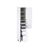 Hugo&Borg Lasalle 15-in W x 89.5-in H x 24-in D Bright White Slab 5-Drawer Pantry Fully Assembled Cabinet (Flat Panel Slab Style)