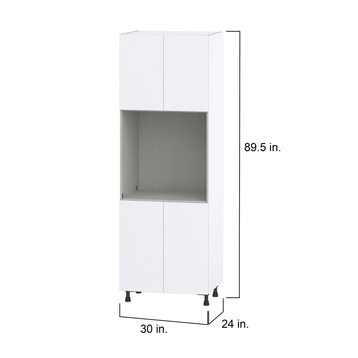 Hugo&Borg Lasalle 30-in W x 89.5-in H x 24-in D Bright White Slab Single Oven Pantry Fully Assembled Cabinet (Flat Panel Slab Style)