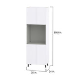 Hugo&Borg Lasalle 30-in W x 89.5-in H x 24-in D Bright White Slab Single Oven Pantry Fully Assembled Cabinet (Flat Panel Slab Style)