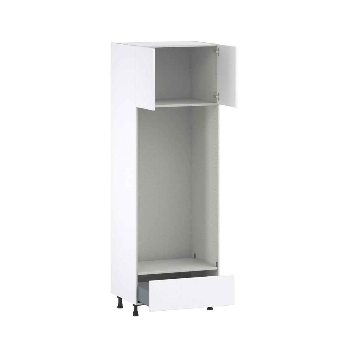 Hugo&Borg Lasalle 30-in W x 89.5-in H x 24-in D Bright White Slab 1-Drawer Single or Double Oven Pantry Fully Assembled Cabinet (Flat Panel Slab Style)