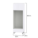 Hugo&Borg Lasalle 30-in W x 89.5-in H x 24-in D Bright White Slab 1-Drawer Single or Double Oven Pantry Fully Assembled Cabinet (Flat Panel Slab Style)