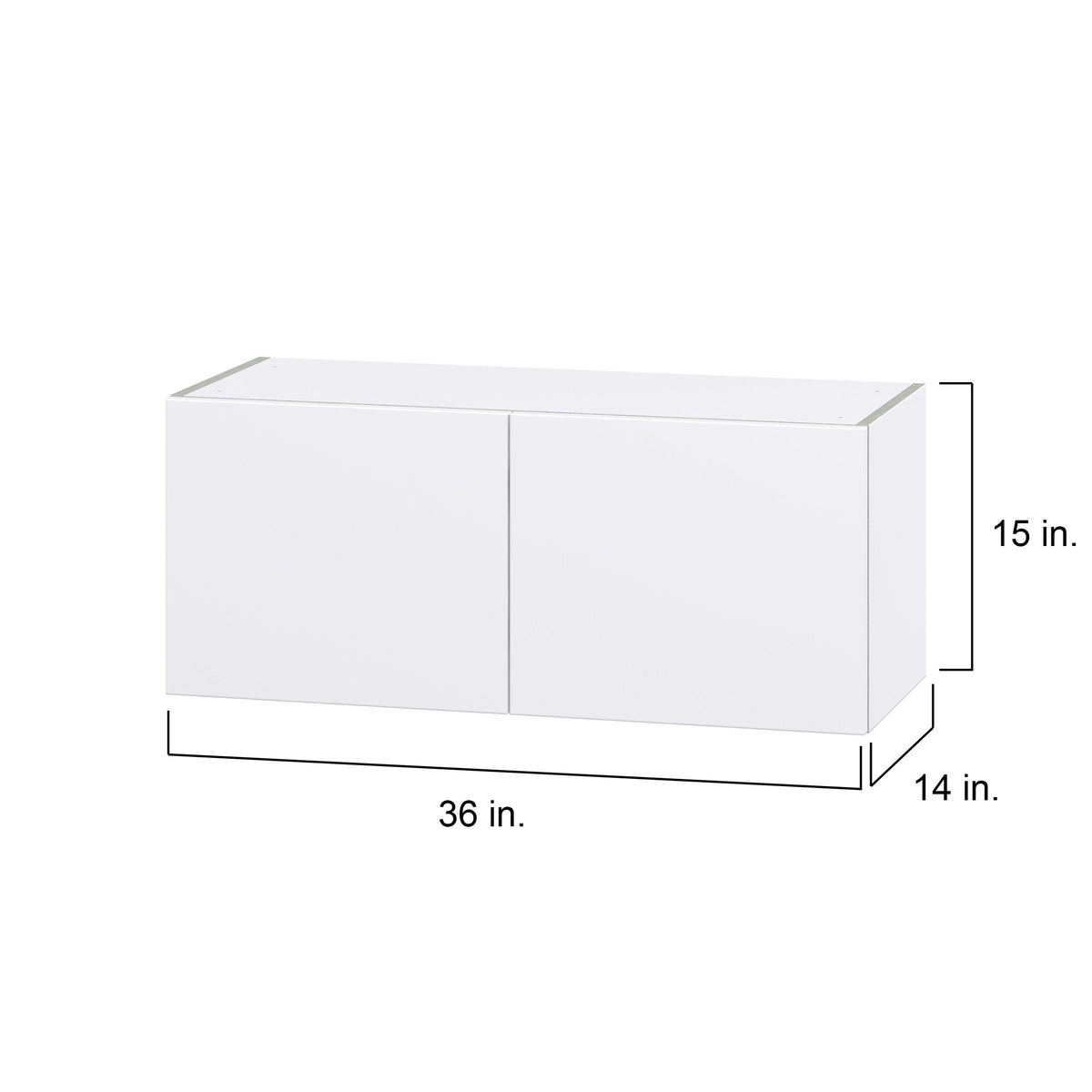 Hugo&Borg Lasalle 36-in W x 15-in H x 14-in D Bright White Slab Wall Fully Assembled Cabinet (Flat Panel Slab Door Style)
