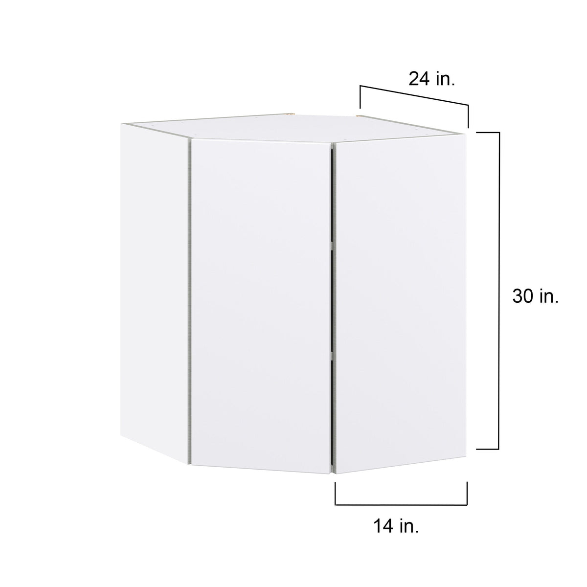 Hugo&Borg Lasalle 24-in W x 30-in H x 14-in D Bright White Slab Diagonal Corner Wall Fully Assembled Cabinet (Flat Panel Slab Style)