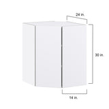 Hugo&Borg Lasalle 24-in W x 30-in H x 14-in D Bright White Slab Diagonal Corner Wall Fully Assembled Cabinet (Flat Panel Slab Style)