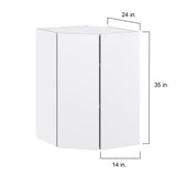 Hugo&Borg Lasalle 24-in W x 35-in H x 14-in D Bright White Slab Diagonal Corner Wall Fully Assembled Cabinet (Flat Panel Slab Style)