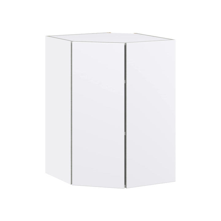 Hugo&Borg Lasalle 24-in W x 35-in H x 14-in D Bright White Slab Diagonal Corner Wall Fully Assembled Cabinet (Flat Panel Slab Style)