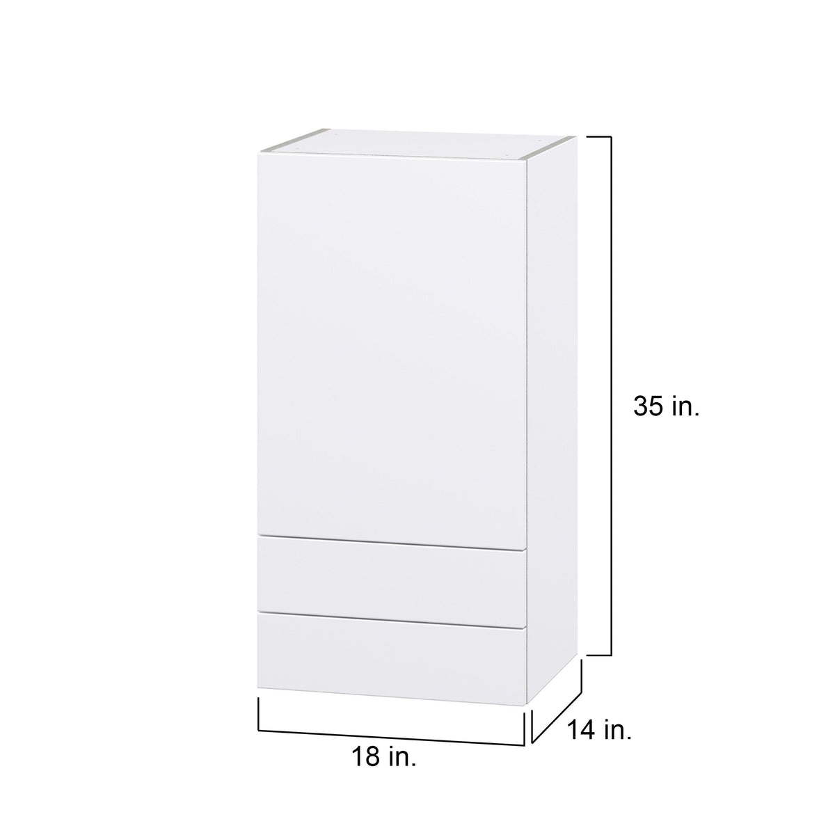 Hugo&Borg Lasalle 18-in W x 35-in H x 14-in D Bright White Slab 2-Drawers Wall Fully Assembled Cabinet (Flat Panel Slab Style)