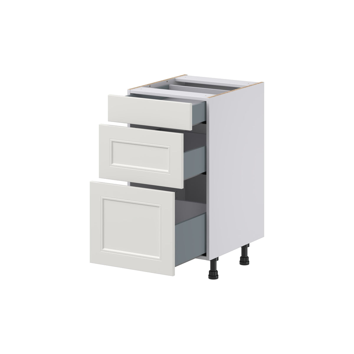 Hugo&Borg Belcourt 18-in W x 34.5-in H x 21-in D Gray Painted 3-Drawer Base Fully Assembled Cabinet (Recessed Panel Style)