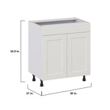 Hugo&Borg Belcourt 30-in W x 34.5-in H x 21-in D Gray Painted Sink Base Fully Assembled Cabinet (Recessed Panel Shaker Style)