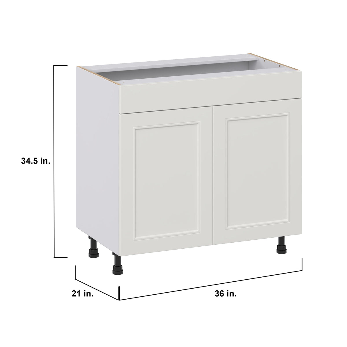 Hugo&Borg Belcourt 36-in W x 34.5-in H x 21-in D Gray Painted Sink Base Fully Assembled Cabinet (Recessed Panel Shaker Style)