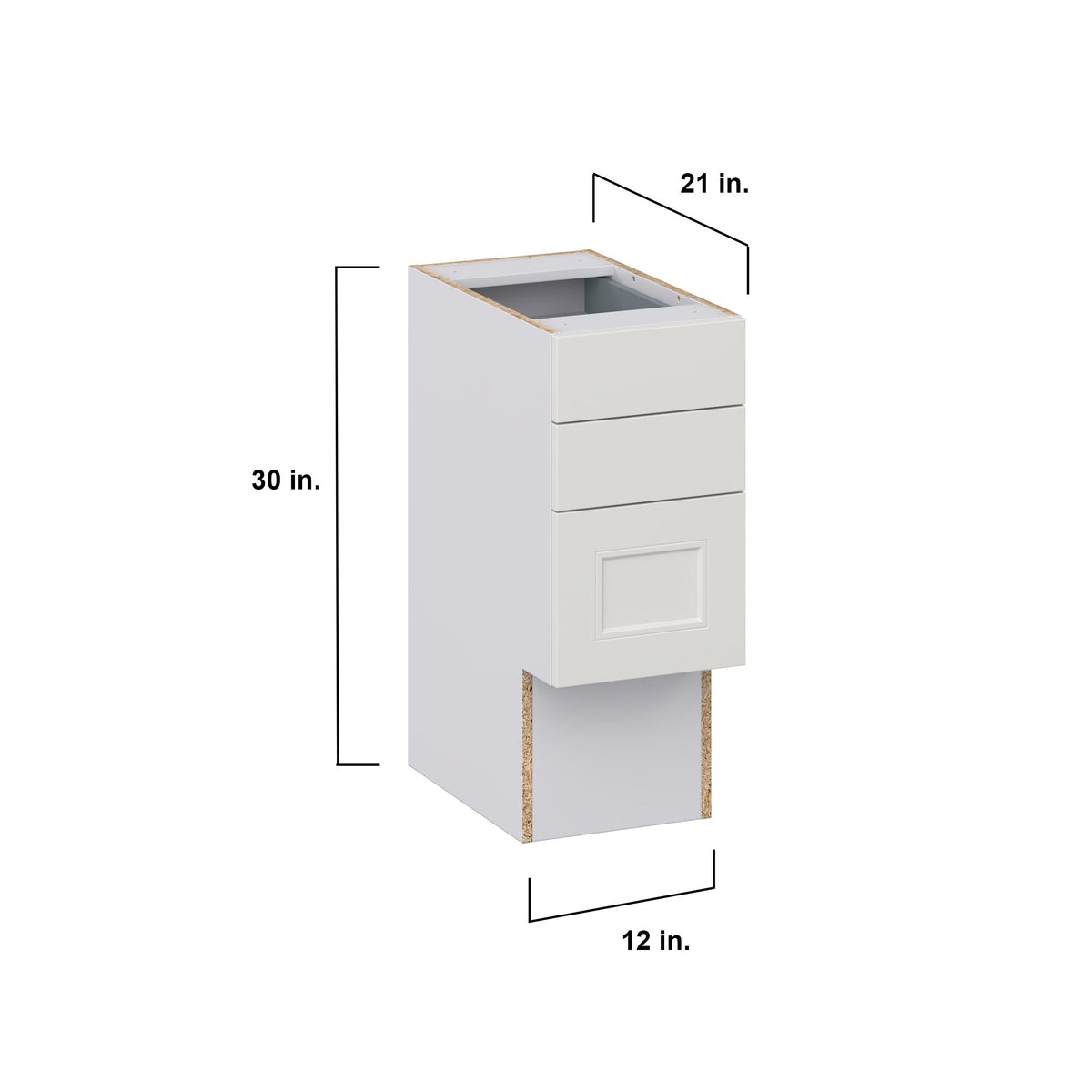 Hugo&Borg Belcourt 12-in W x 30-in H x 21-in D Gray Painted 4-Drawer Base Fully Assembled Cabinet (Recessed Panel Style)