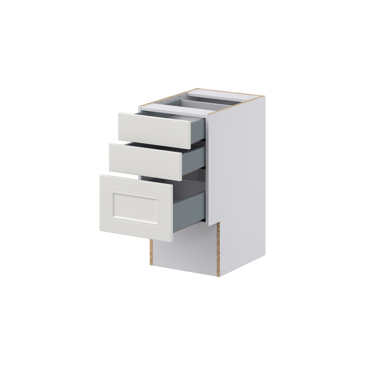 Hugo&Borg Belcourt 15-in W x 30-in H x 21-in D Gray Painted 3-Drawer Base Fully Assembled Cabinet (Recessed Panel Style)