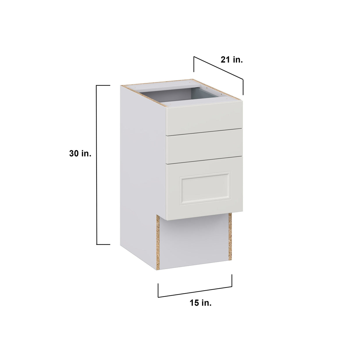 Hugo&Borg Belcourt 15-in W x 30-in H x 21-in D Gray Painted 3-Drawer Base Fully Assembled Cabinet (Recessed Panel Style)