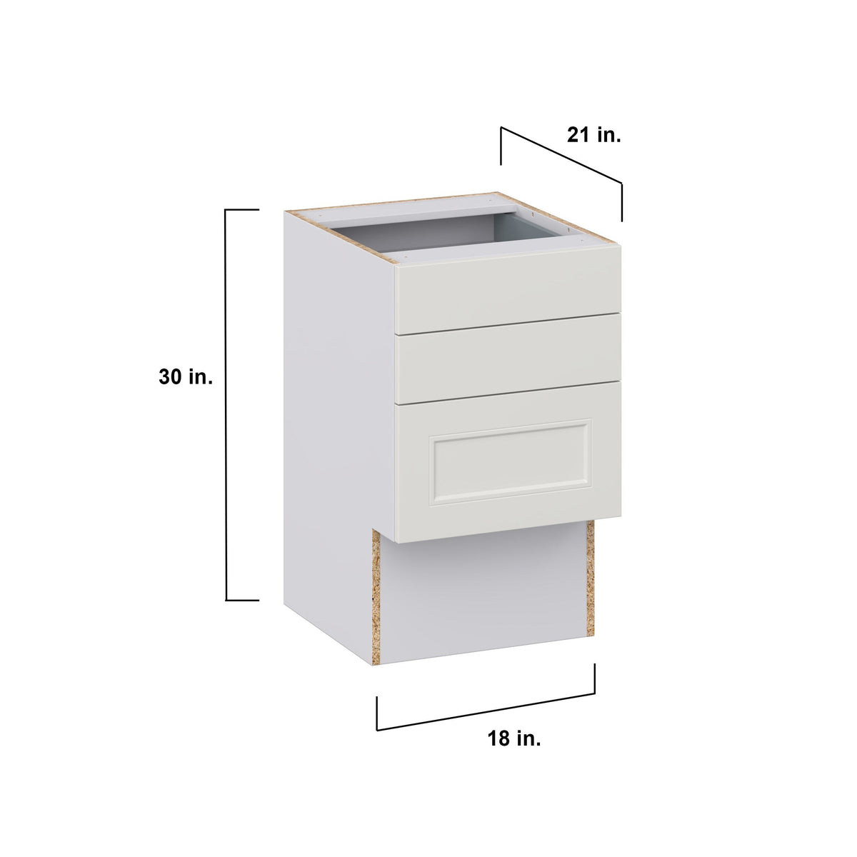 Hugo&Borg Belcourt 18-in W x 30-in H x 21-in D Gray Painted 3-Drawer Base Fully Assembled Cabinet (Recessed Panel Style)