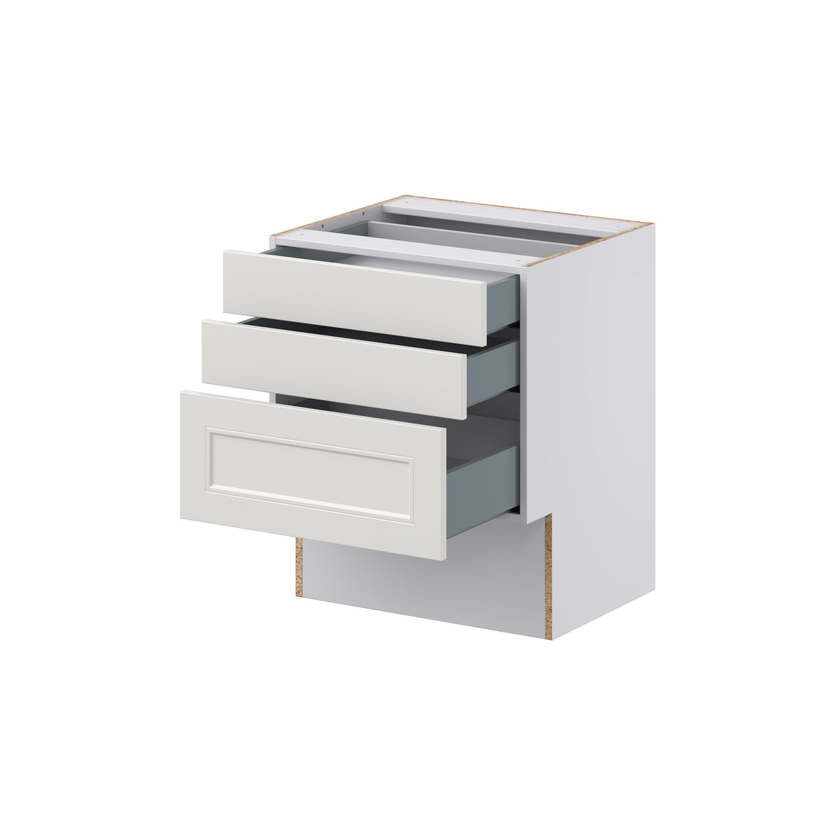 Hugo&Borg Belcourt 24-in W x 30-in H x 21-in D Gray Painted 3-Drawer Base Fully Assembled Cabinet (Recessed Panel Style)