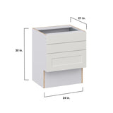 Hugo&Borg Belcourt 24-in W x 30-in H x 21-in D Gray Painted 3-Drawer Base Fully Assembled Cabinet (Recessed Panel Style)