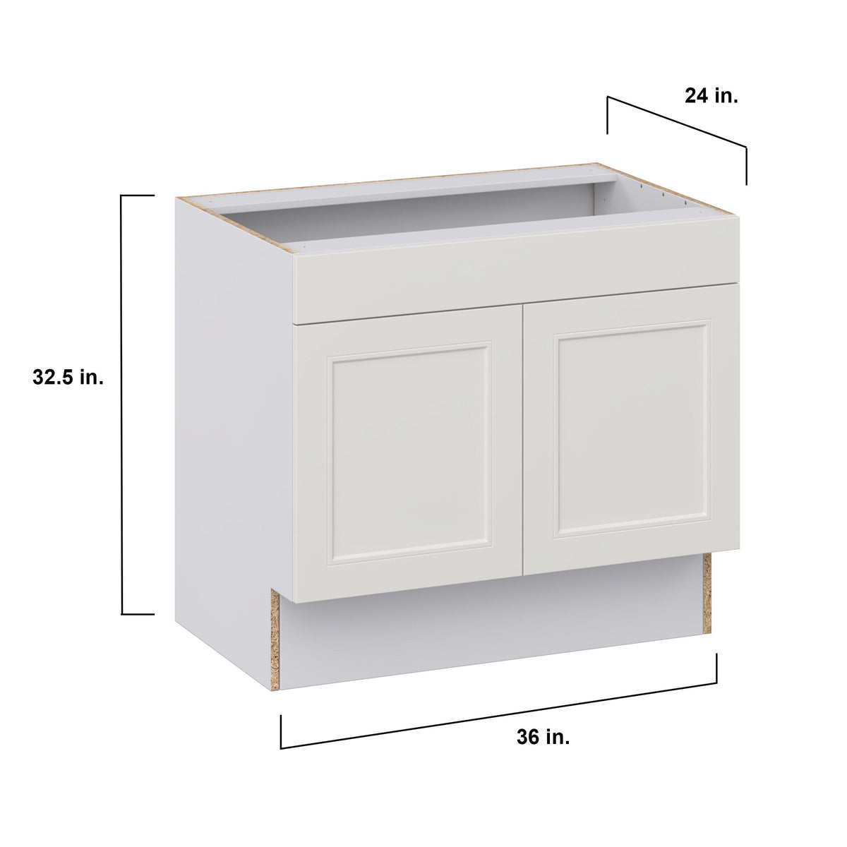 Hugo&Borg Belcourt 36-in W x 32.5-in H x 24-in D Gray Painted Sink Base Fully Assembled Cabinet (Recessed Panel Shaker Style)