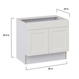 Hugo&Borg Belcourt 36-in W x 32.5-in H x 24-in D Gray Painted Sink Base Fully Assembled Cabinet (Recessed Panel Shaker Style)