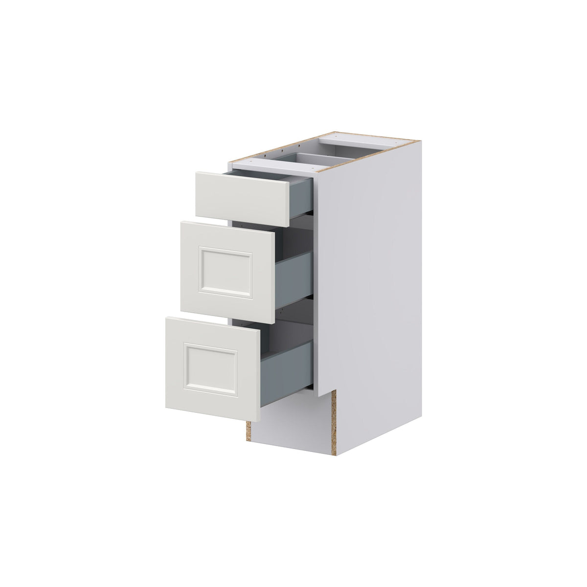 Hugo&Borg Belcourt 12-in W x 32.5-in H x 25-in D Gray Painted 3-Drawer Base Fully Assembled Cabinet (Recessed Panel Style)