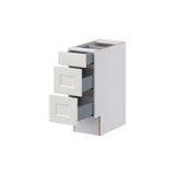 Hugo&Borg Belcourt 12-in W x 32.5-in H x 25-in D Gray Painted 3-Drawer Base Fully Assembled Cabinet (Recessed Panel Style)