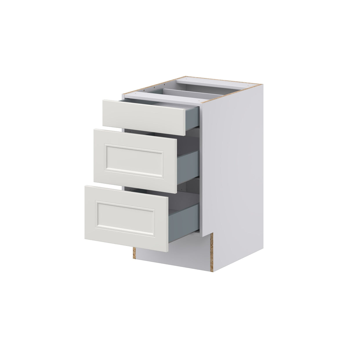 Hugo&Borg Belcourt 18-in W x 32.5-in H x 25-in D Gray Painted 3-Drawer Base Fully Assembled Cabinet (Recessed Panel Style)
