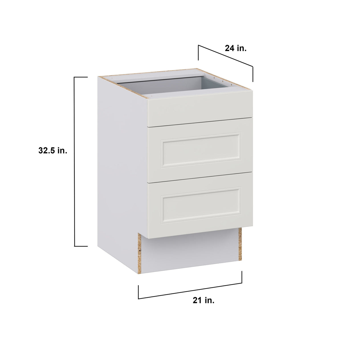 Hugo&Borg Belcourt 21-in W x 32.5-in H x 25-in D Gray Painted 3-Drawer Base Fully Assembled Cabinet (Recessed Panel Style)