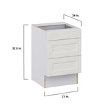 Hugo&Borg Belcourt 21-in W x 32.5-in H x 25-in D Gray Painted 3-Drawer Base Fully Assembled Cabinet (Recessed Panel Style)