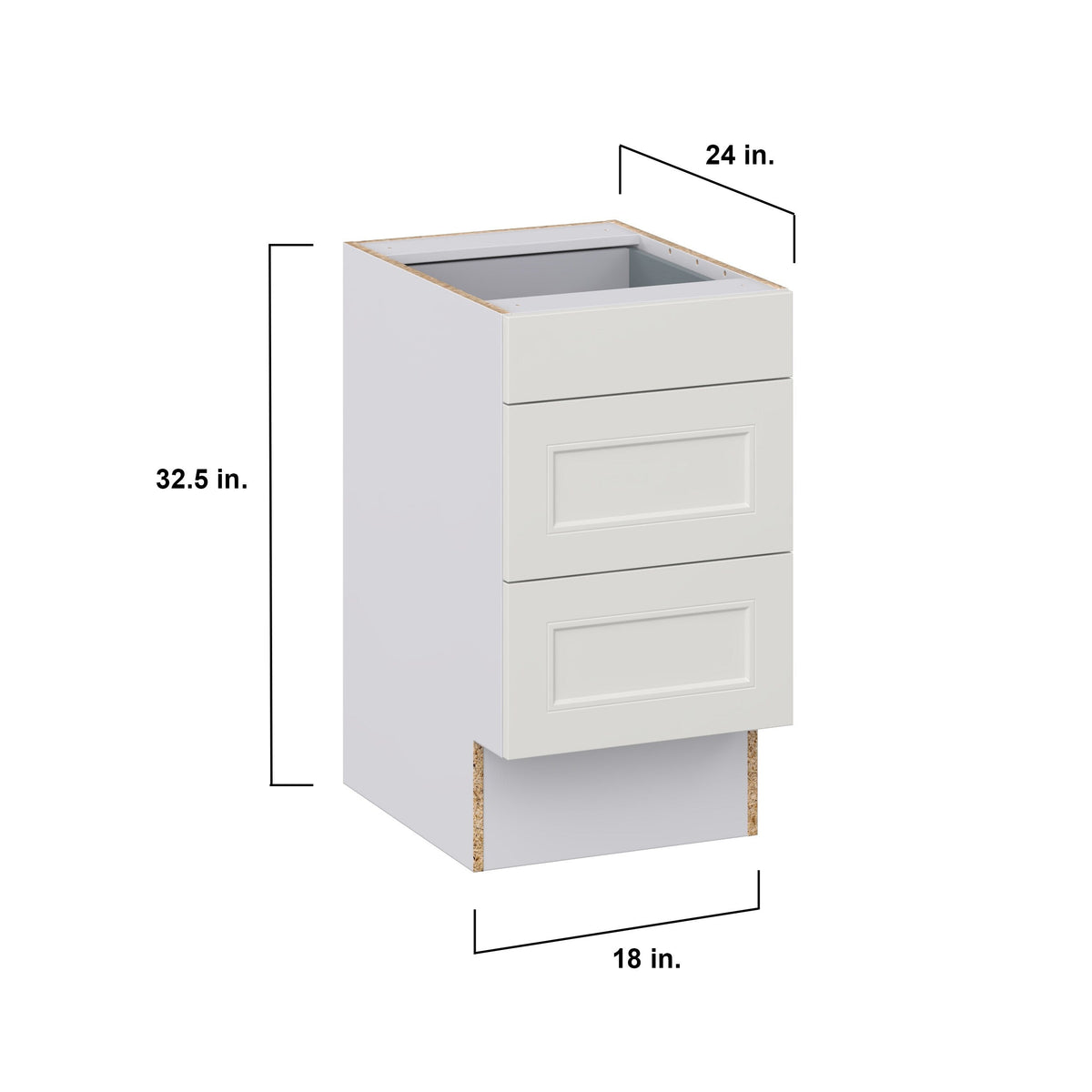 Hugo&Borg Belcourt 18-in W x 32.5-in H x 25-in D Gray Painted 3-Drawer Base Fully Assembled Cabinet (Recessed Panel Style)