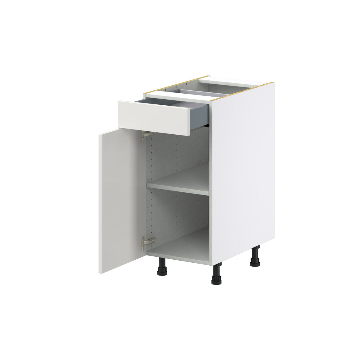 Hugo&Borg Belcourt 15-in W x 34.5-in H x 24-in D Gray Painted 1-Drawer Base Fully Assembled Cabinet (Recessed Panel Shaker Style)