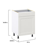 Hugo&Borg Belcourt 24-in W x 34.5-in H x 24-in D Gray Painted 1-Drawer Base Fully Assembled Cabinet (Recessed Panel Shaker Style)