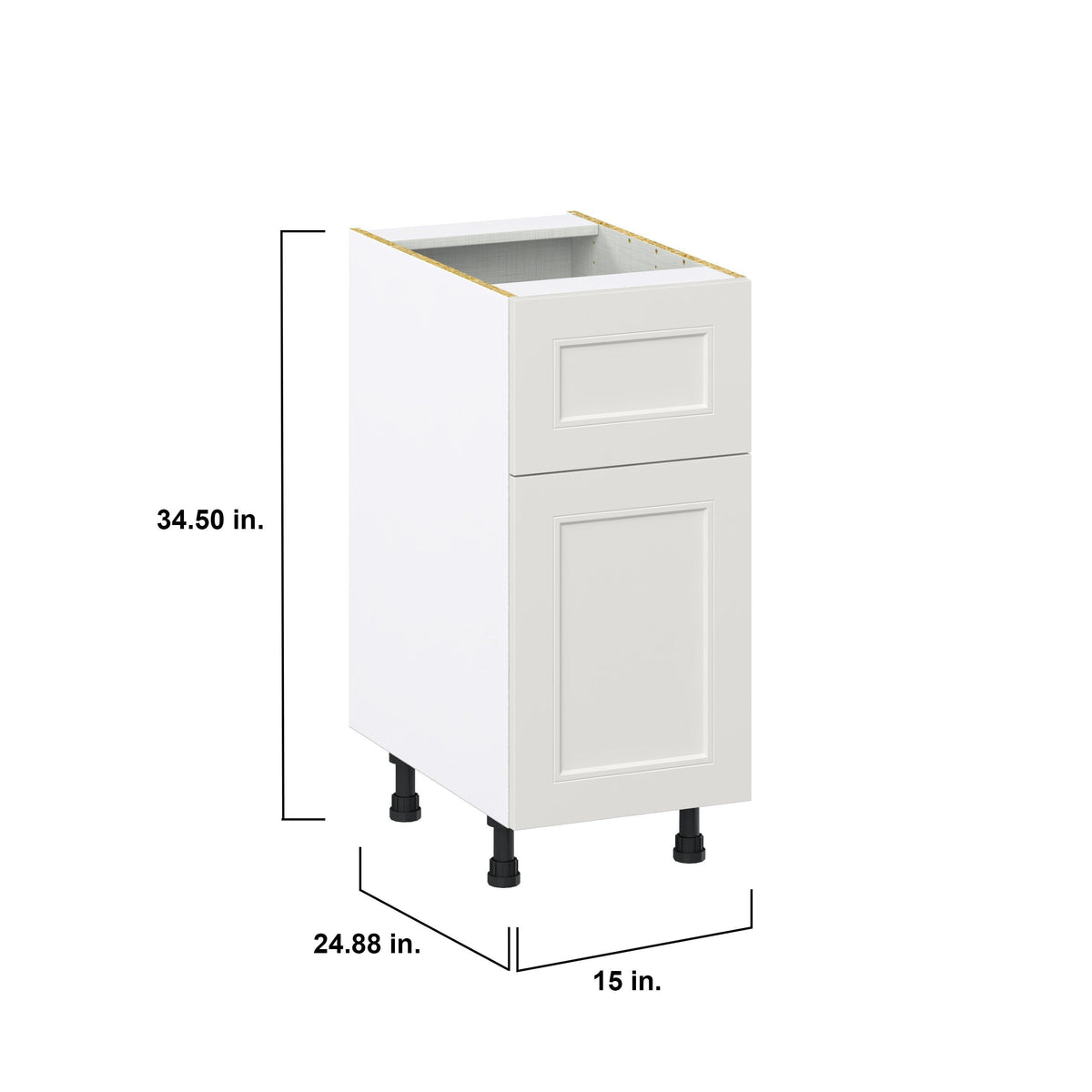 Hugo&Borg Belcourt 15-in W x 34.5-in H x 25-in D Gray Painted 1-Drawer Base Fully Assembled Cabinet (Recessed Panel Shaker Style)