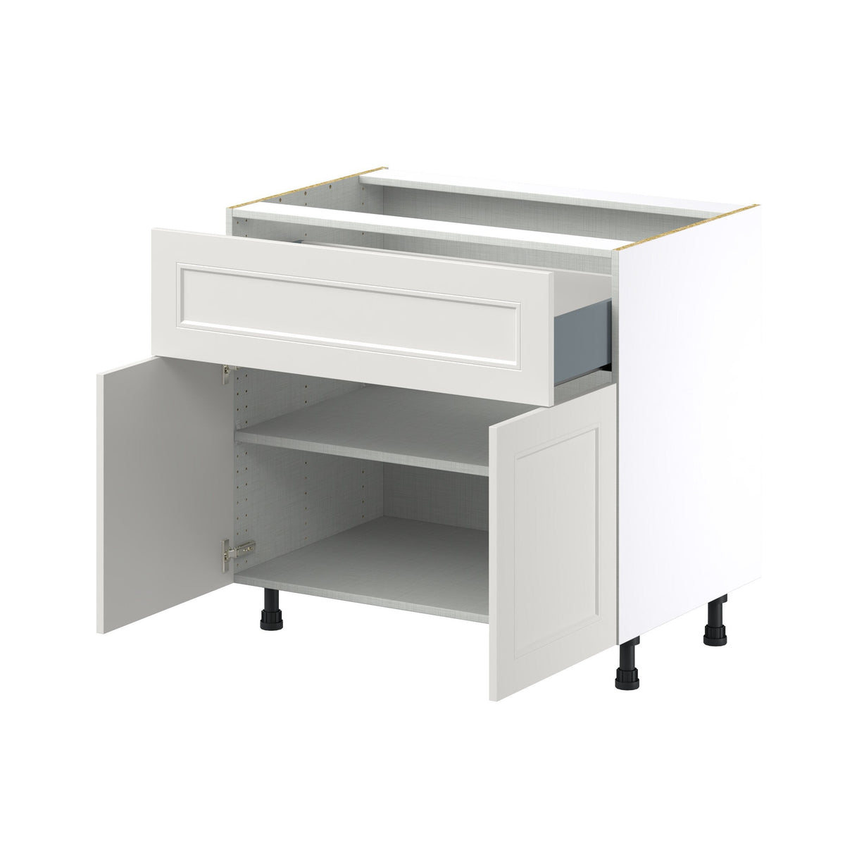 Hugo&Borg Belcourt 36-in W x 34.5-in H x 25-in D Gray Painted 1-Drawer Base Fully Assembled Cabinet (Recessed Panel Shaker Style)