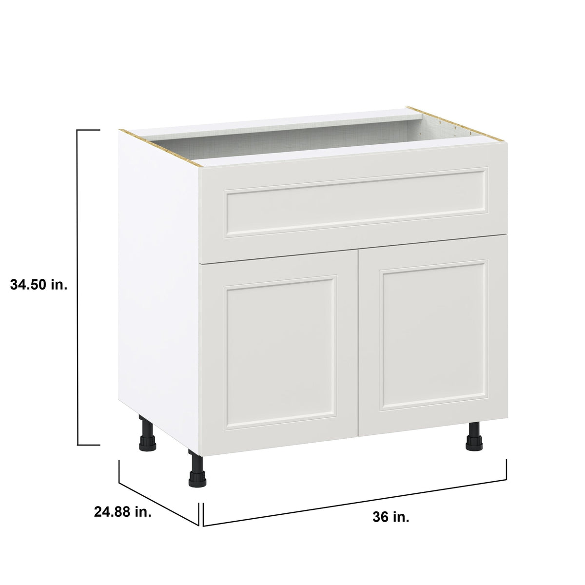 Hugo&Borg Belcourt 36-in W x 34.5-in H x 25-in D Gray Painted 1-Drawer Base Fully Assembled Cabinet (Recessed Panel Shaker Style)
