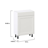 Hugo&Borg Belcourt 24-in W x 34.5-in H x 14-in D Gray Painted 1-Drawer Base Fully Assembled Cabinet (Recessed Panel Shaker Style)