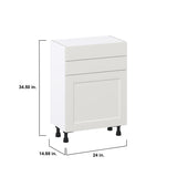 Hugo&Borg Belcourt 24-in W x 34.5-in H x 14-in D Gray Painted 2-Drawers Base Fully Assembled Cabinet (Recessed Panel Shaker Style)